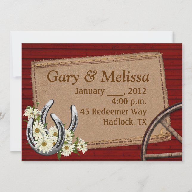 Country Western Wedding Invitation Template (Front)