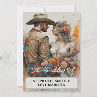 Country Western Wedding Watercolor Invitation