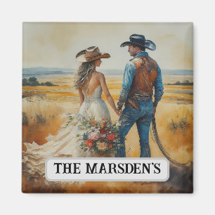 Country Western Wedding Watercolor Magnet