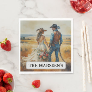 Country Western Wedding Watercolor Napkin