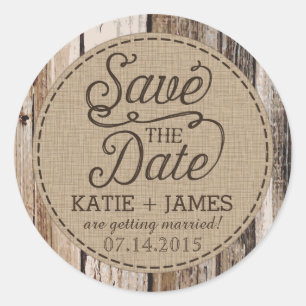 Country Western Wood Rustic Save the Date Label