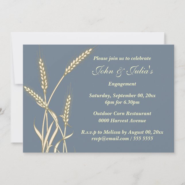 Country wheat engagement anniversary CUSTOM Invitation (Front)