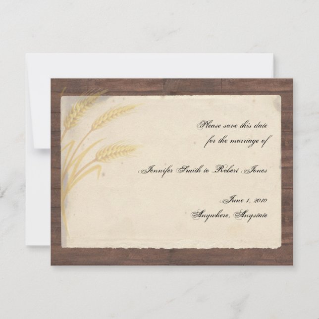 Country Wheat Grass on Parchment Save the Date (Front)