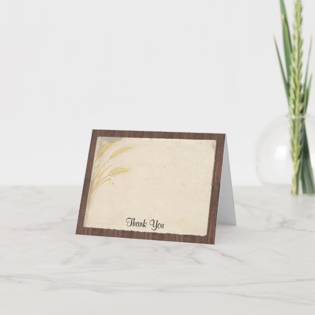 Country Wheat Grass on Parchment Thank You Card (Front)