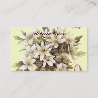 country white wildflower pastel yellow wedding business card