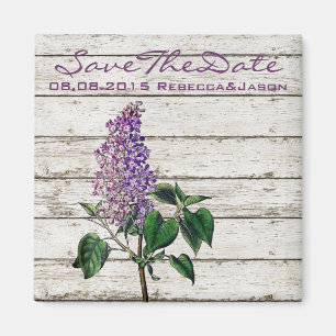 country whitewashed barn wood purple lilac wedding magnet