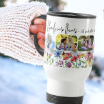 Country Wildflower 5 photo If Family were Flowers Travel Mug<br><div class="desc">Rustic wildflower travel mug personalized with 5 of your favourite photos and lettered with editable saying "if family were flowers .. i'd pick this bunch every. single. time. The design features watercolor country wild flowers including poppy, daisy, cornflower, coneflower, clover and buttercup. Your photos are displayed in rounded rectangle shapes...</div>