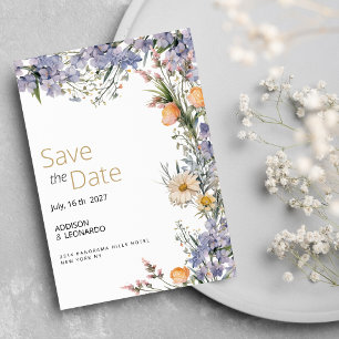 Country wildflower flowers rustic Save the Date Invitation