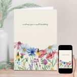 Country Wildflower Wild Birthday Card<br><div class="desc">Country cottage wildflower birthday card,  titled wishing you a wild birthday,  which you can edit if you wish,  along with the greeting inside. The design has a floral border of colourful wild flowers in pink blue red and yellow with a matching bouquet on the back.</div>