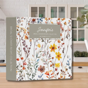 Country Wildflowers Bridal Shower Recipe  Binder