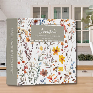 Country Wildflowers Bridal Shower Recipe  Binder