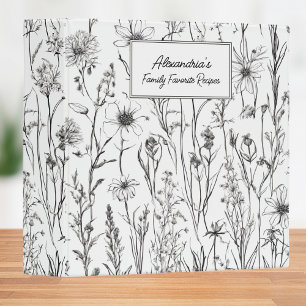 Country Wildflowers Monogram Recipe Binder