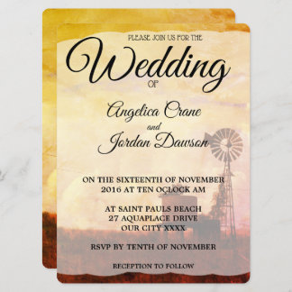 Country Windmill Rustic Wedding Invite