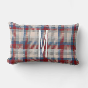 Country Winter Berry Hues Plaid Lumbar Pillow