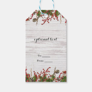 Country Winter Holiday Berries & Pine Cone Elegant Gift Tags