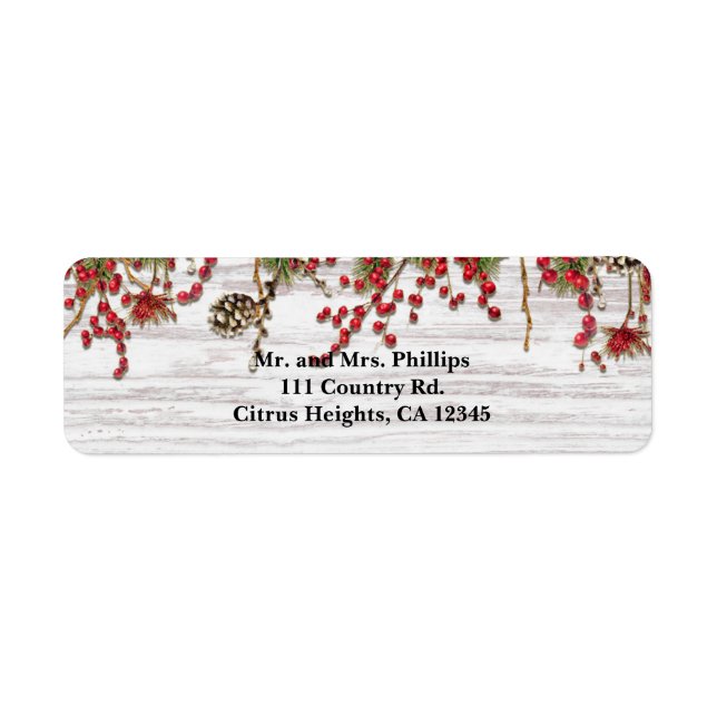 Country Winter Holiday Berries & Pine Cone Wedding (Front)