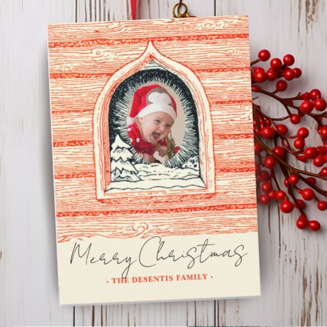 Country Winter Log Cabin Christmas Photo Holiday Card (Creator Uploaded)
