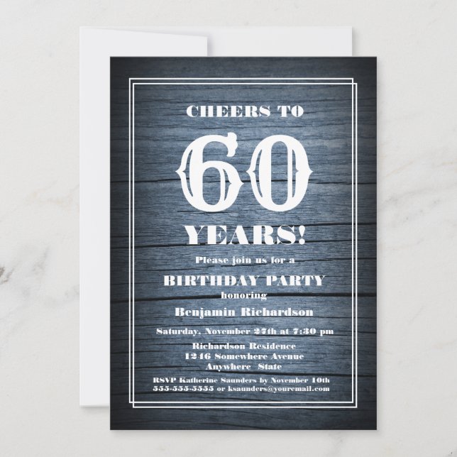 Country Wood 60th Birthday Party Invitation (Front)