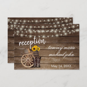 Country Wood Barrel Sunflowers - Reception Invitation