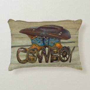 Country Wood Cowboy Accent Pillow