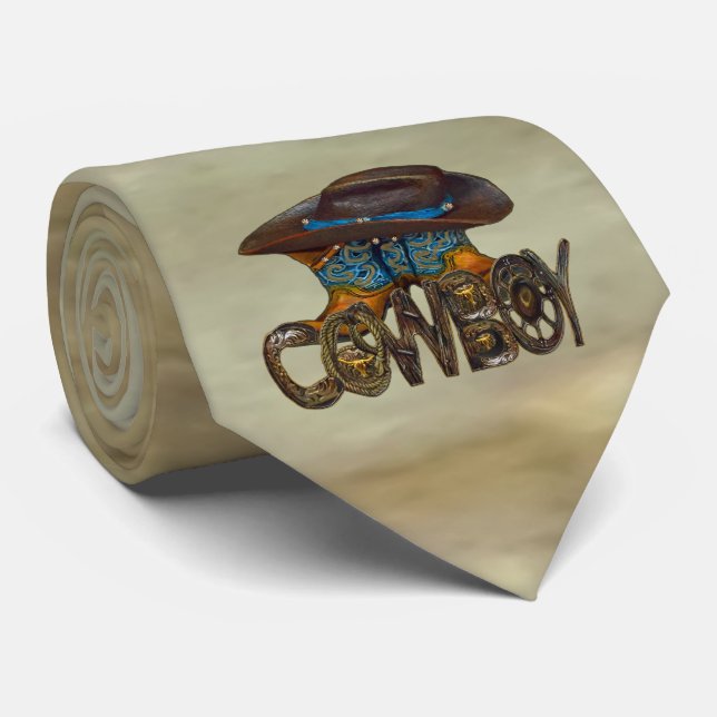 Country Wood Cowboy Tie (Rolled)