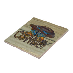 Country Wood Cowboy Tile