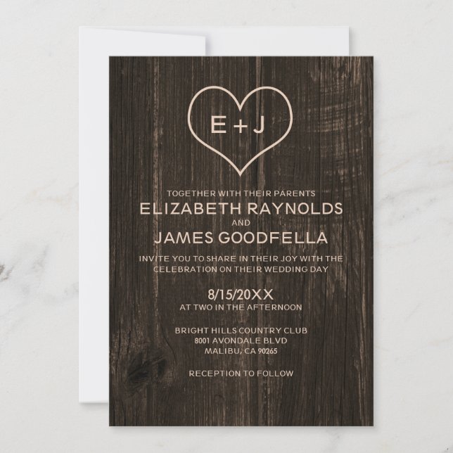 Country Wood Grain Wedding Invitations (Front)