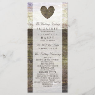 Country Wood Heart Wedding Program