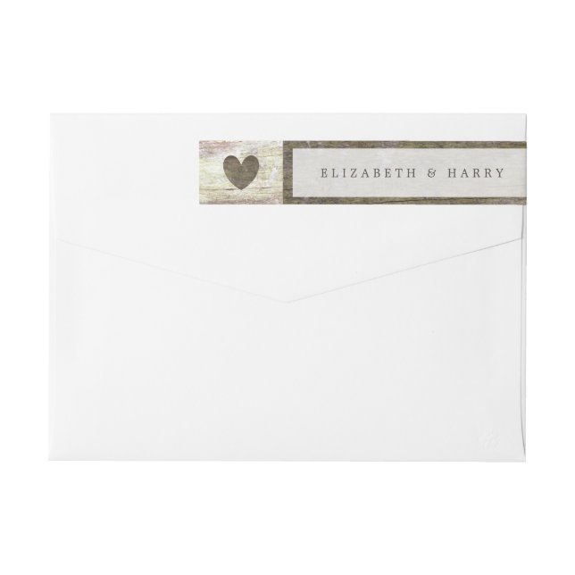 Country Wood Heart Wedding Wrap Around Label (Back)
