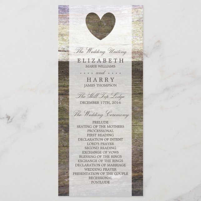 Country Wood Heart Wedt Programme (Devant)