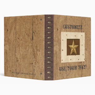 Country Wood/Star/Leather Print Avery Binder