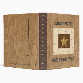 Country Wood/Star/Leather Print Avery Binder