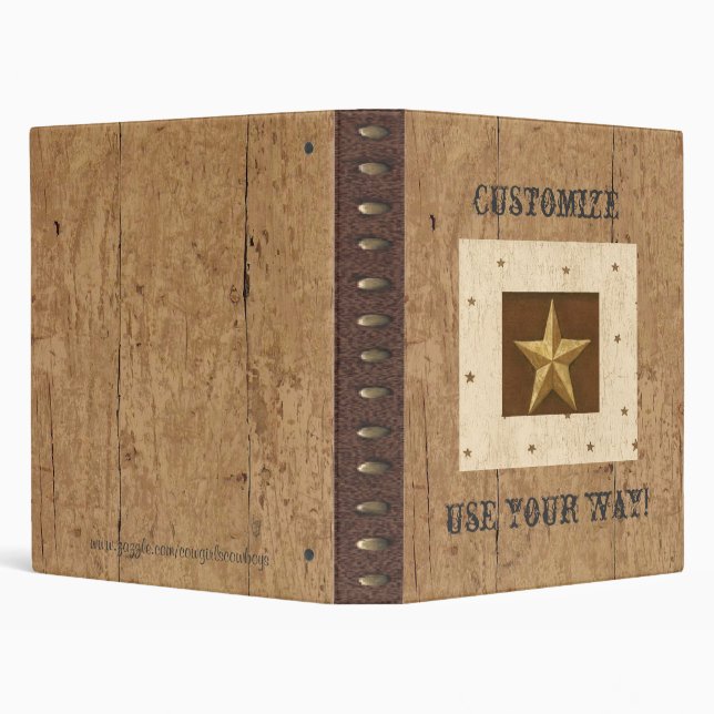 Country Wood/Star/Leather Print Avery Binder (Background)