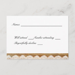 Country Wood Sunflower Lace Rsvp Card