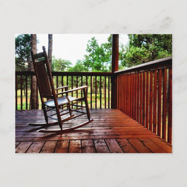 Country Wooden Rocking Chair on Porch Postcard (Front)