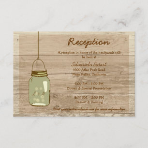 Country Wooden Rustic Mason Jar Reception Card