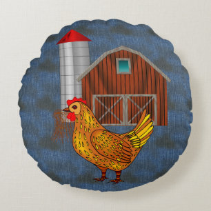 Country Yard Round Pillow