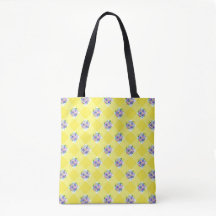 Country Yellow Gingham With Purple Flowers