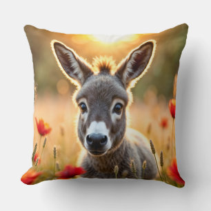 Countryside donkey curious eyes peaceful art throw pillow