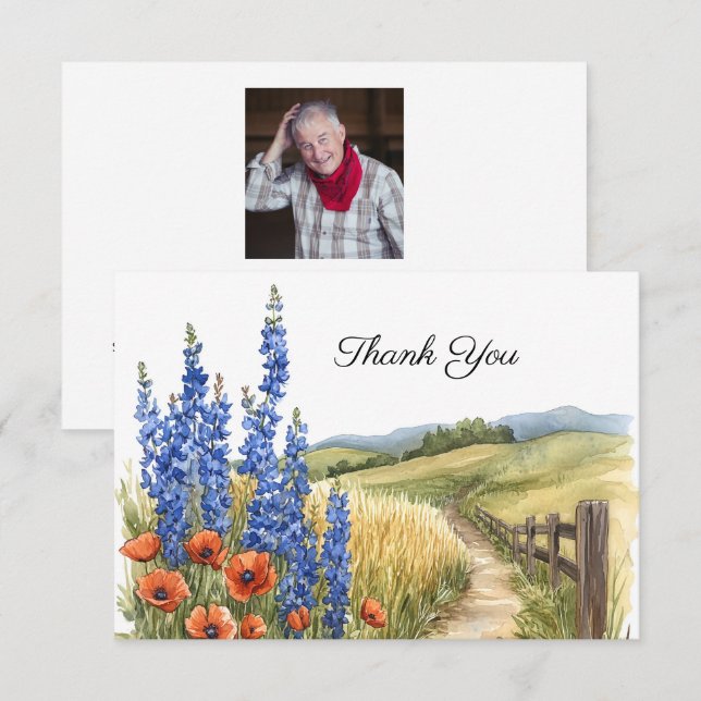 Countryside Funeral Bereavement Photo Thank You (Front/Back)