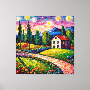 Countryside Home Amidst Rolling Hills Canvas Print