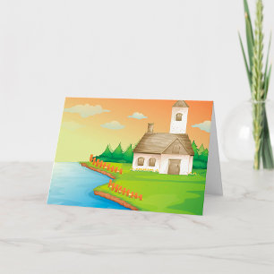 Countryside House by the Lake Card