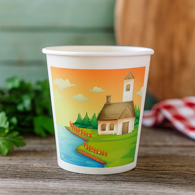 Countryside House by the Lake Paper Cups (Creator Uploaded)