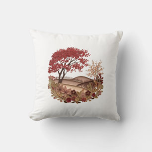 Countryside in the Autumn Quilling effect design Throw Pillow