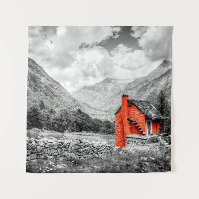 Countryside Landscape Black and White Photography Tapestry (Front)