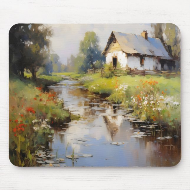 Countryside Landscape Impressionism Mouse Pad (Front)