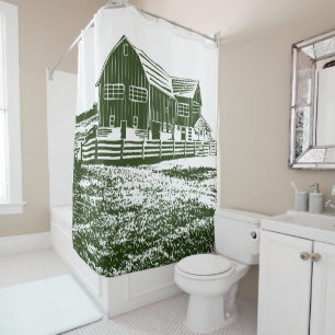 Countryside landscape woodcut style farm house