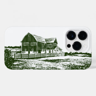 Countryside landscape woodcut style farm house Case-Mate iPhone 14 pro case