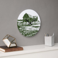 Countryside landscape woodcut style farm house