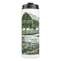 Countryside landscape woodcut style farm house